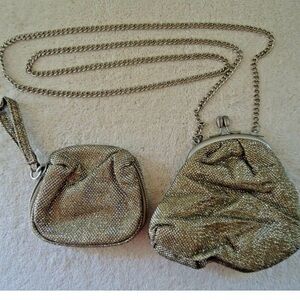 Avon Gold Metallic Evening Wristlet and Kiss-Lock Clutch Set